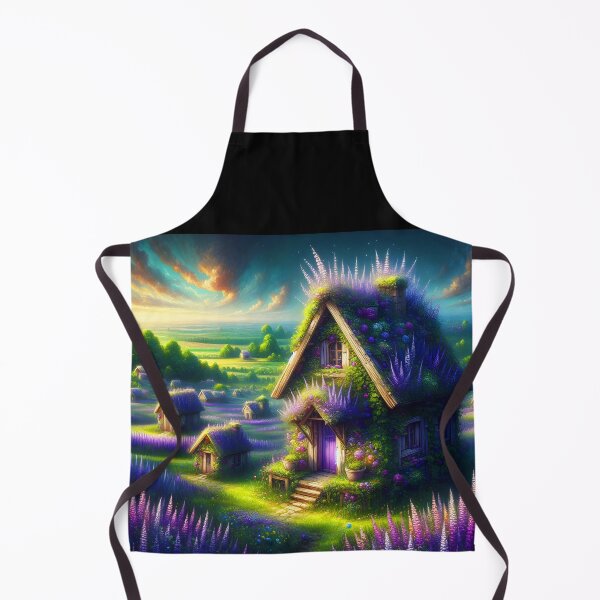 Item preview, Lavender Overgrown Countryside Home – Purple Dream Fantasy Cottage Scene designed and sold by EmeraldeaArt.