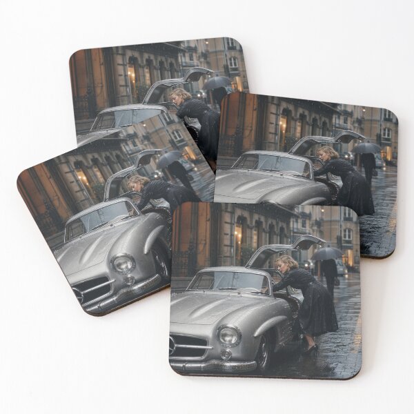 Item preview, Classic Silver Gullwing Car in Rainy City designed and sold by OwnByCats.