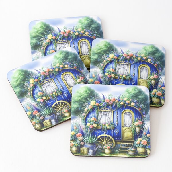 Item preview, Blue Caravan Home – Floral Fantasy with Succulents and Lush Plants designed and sold by EmeraldeaArt.