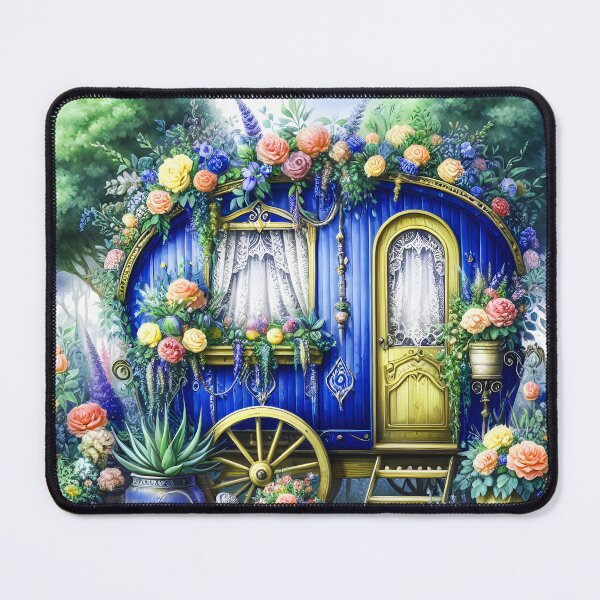 Item preview, Blue Caravan Home – Floral Fantasy with Succulents and Lush Plants designed and sold by EmeraldeaArt.