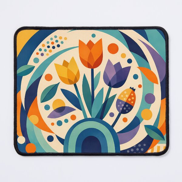 Item preview, Geometric Tulip Bouquet with Circular Botanical Forms designed and sold by InkSmithery.
