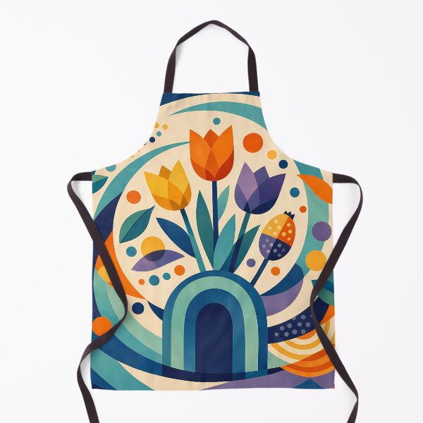 Item preview, Geometric Tulip Bouquet with Circular Botanical Forms designed and sold by InkSmithery.