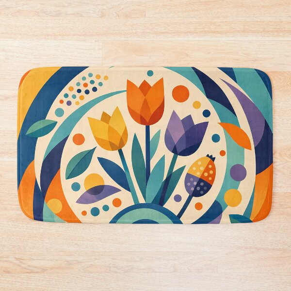 Item preview, Geometric Tulip Bouquet with Circular Botanical Forms designed and sold by InkSmithery.