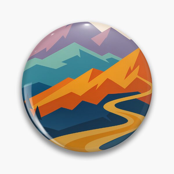 Item preview, Geometric Mountain Valley with Golden River designed and sold by InkSmithery.