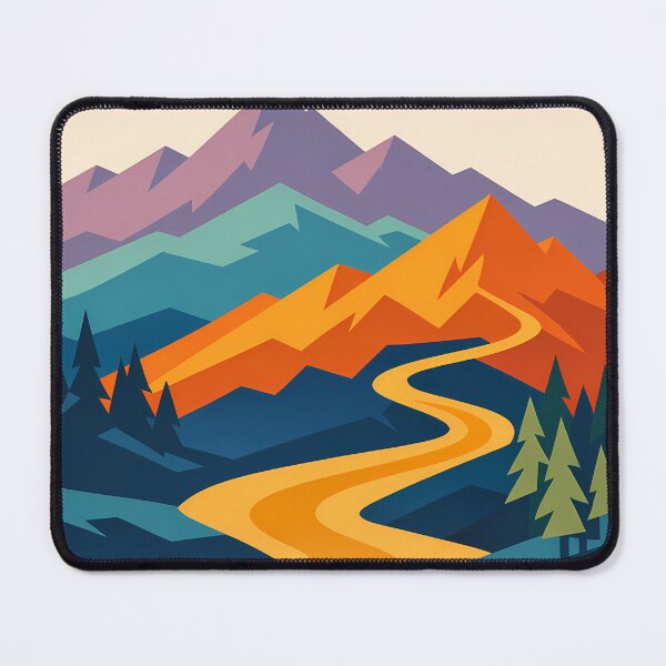 Item preview, Geometric Mountain Valley with Golden River designed and sold by InkSmithery.