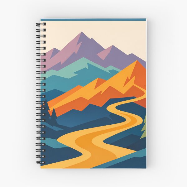 Item preview, Geometric Mountain Valley with Golden River designed and sold by InkSmithery.