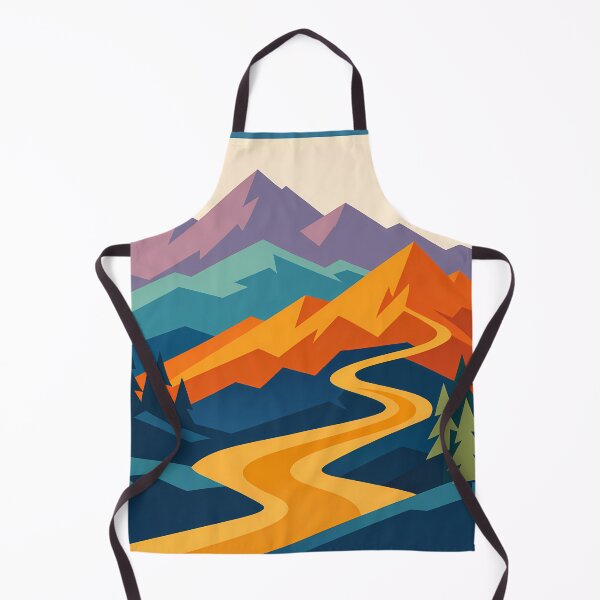 Item preview, Geometric Mountain Valley with Golden River designed and sold by InkSmithery.