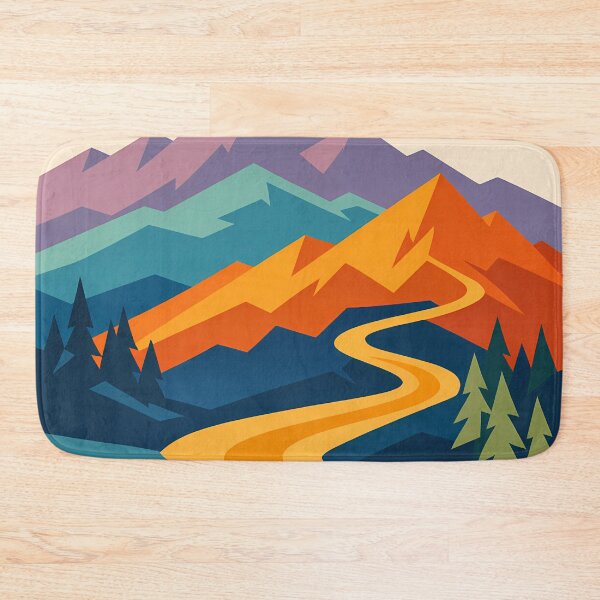 Item preview, Geometric Mountain Valley with Golden River designed and sold by InkSmithery.