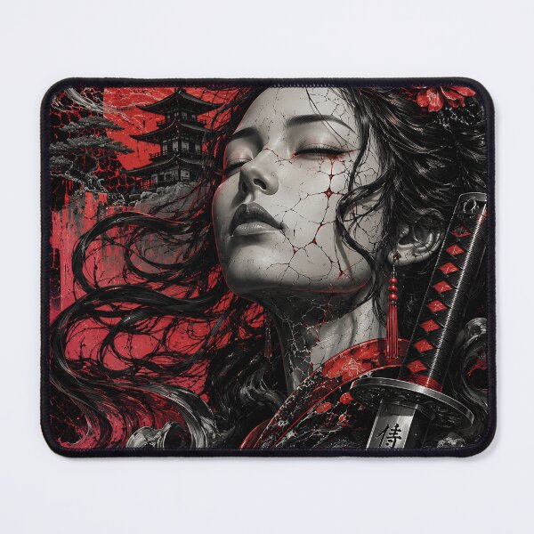 Item preview, Japanese Samurai Girl – Dark Red & Black Warrior | Gothic Anime Aesthetic designed and sold by saamessart.