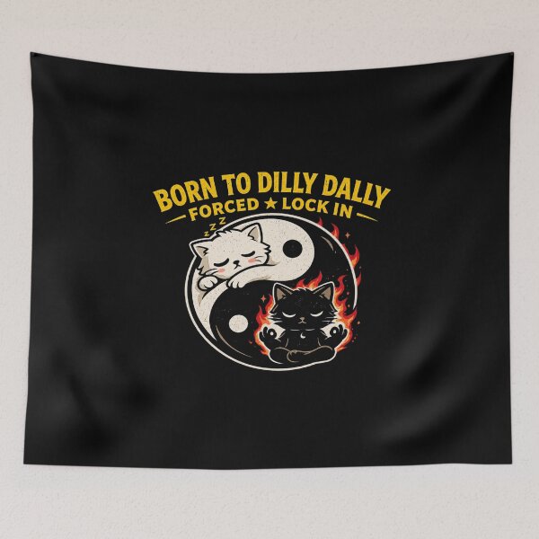 Item preview, Born To Dilly Dally Forced To Lock In Cat Yin Yang Shirt designed and sold by VibeOffline Studio.