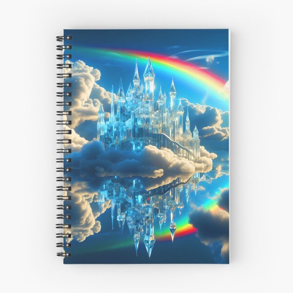 Item preview, Crystal Glass Palace – Floating in Water and Clouds Under a Rainbow Fantasy Sky designed and sold by EmeraldeaArt.