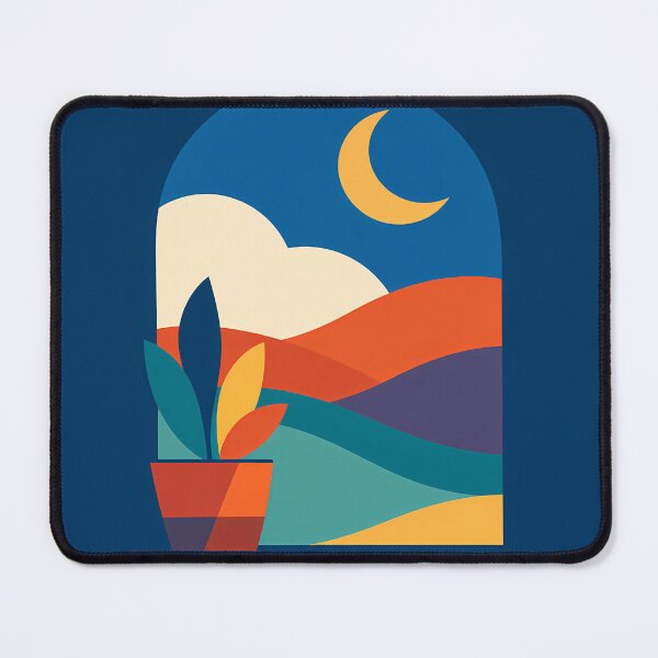 Item preview, Arched Moonlit Landscape with Potted Plant designed and sold by InkSmithery.
