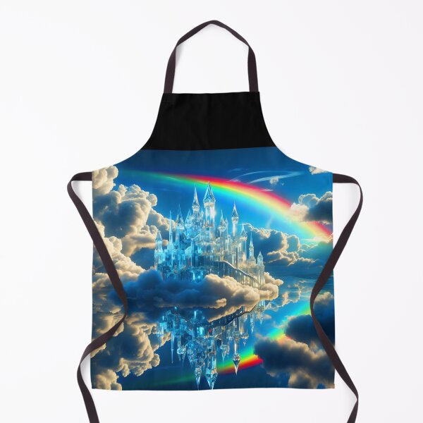 Item preview, Crystal Glass Palace – Floating in Water and Clouds Under a Rainbow Fantasy Sky designed and sold by EmeraldeaArt.