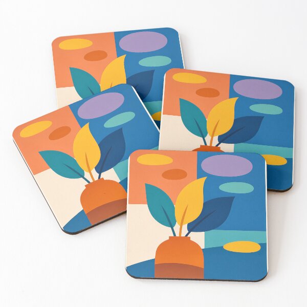 Item preview, Colour Block Vase with Organic Leaves designed and sold by InkSmithery.