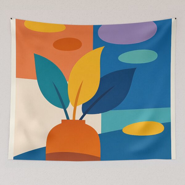 Item preview, Colour Block Vase with Organic Leaves designed and sold by InkSmithery.