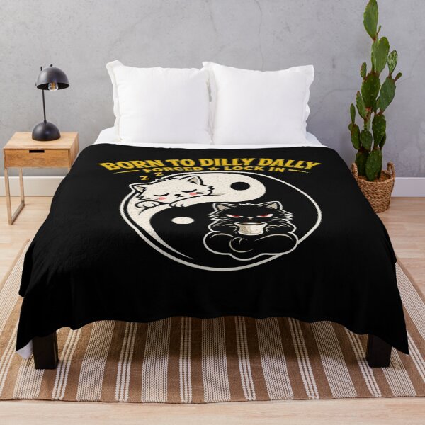 Item preview, Born To Dilly Dally Forced To Lock In Yin Yang Cat Meme Shirt designed and sold by VibeOffline Studio.