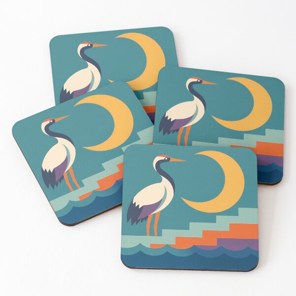 Item preview, Geometric Heron with Crescent Moon designed and sold by InkSmithery.