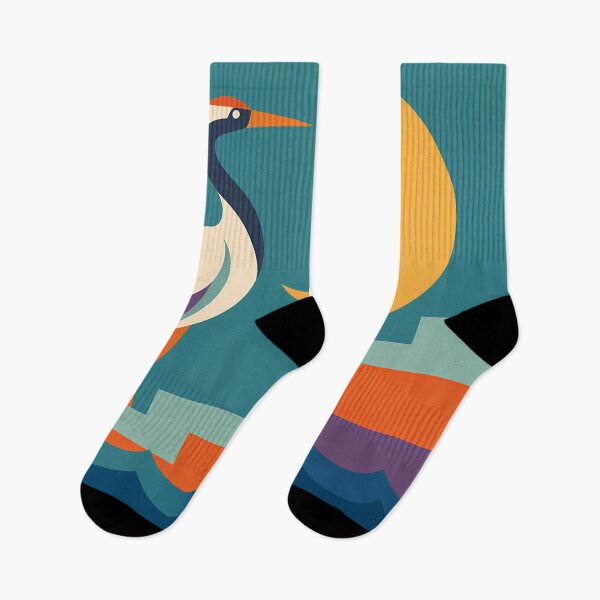 Item preview, Geometric Heron with Crescent Moon designed and sold by InkSmithery.