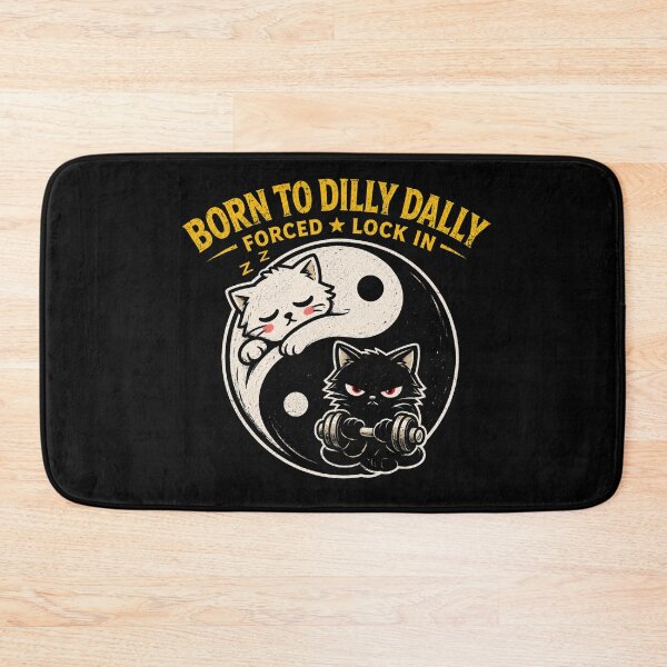 Item preview, Born To Dilly Dally Forced To Lock In Gym Cat Yin Yang Shirt  designed and sold by VibeOffline Studio.
