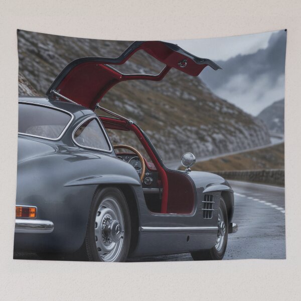 Item preview, Classic Grey Gullwing Sports Car Mountain Pass designed and sold by OwnByCats.