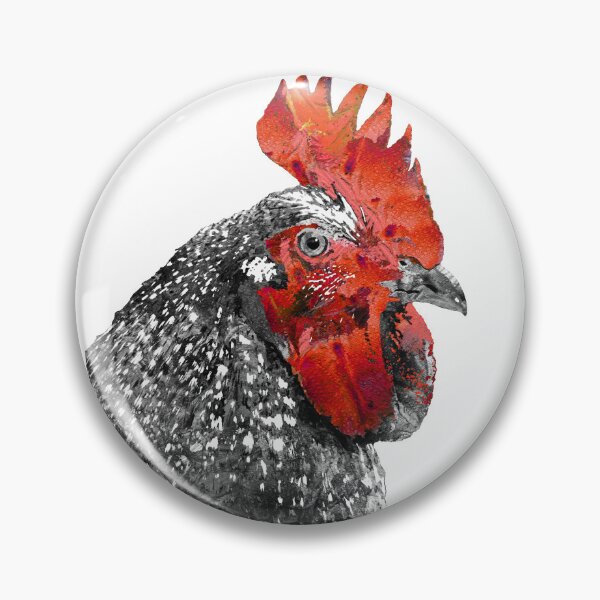 Item preview, Barred Rock Rooster Black And White Red Chicken Art designed and sold by Sharon Cummings Art.