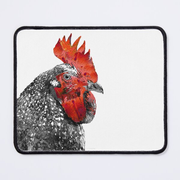 Item preview, Barred Rock Rooster Black And White Red Chicken Art designed and sold by Sharon Cummings Art.