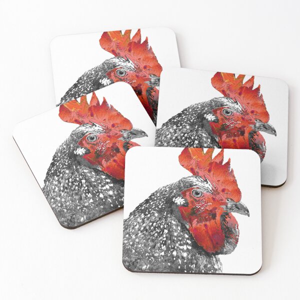 Item preview, Barred Rock Rooster Black And White Red Chicken Art designed and sold by Sharon Cummings Art.