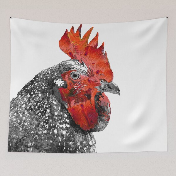 Item preview, Barred Rock Rooster Black And White Red Chicken Art designed and sold by Sharon Cummings Art.