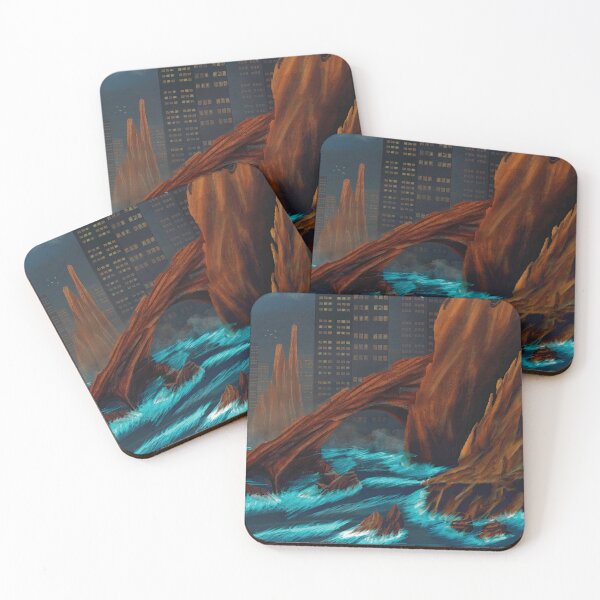 Item preview, cityscape and rocky coastline at dusk designed and sold by JaN44Fotografia.