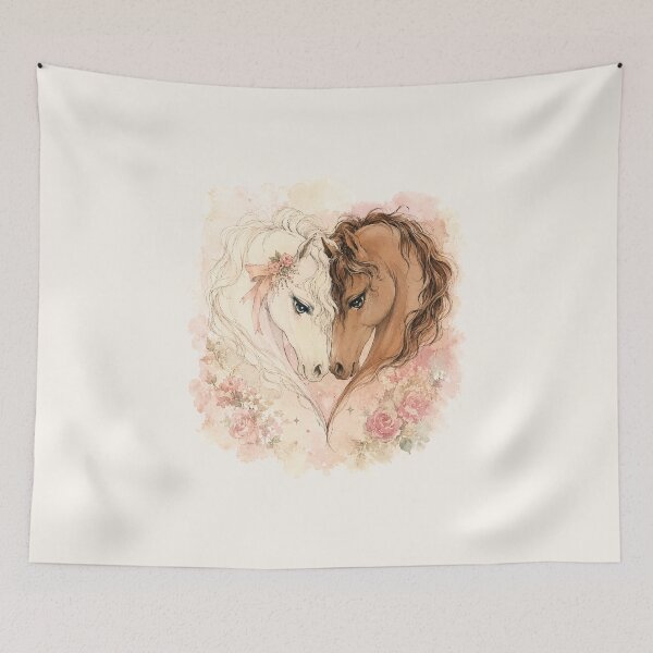 Item preview, Romantic Shabby Chic Horses | Vintage Floral Horse Love Watercolor Art designed and sold by Bara Lune Design .