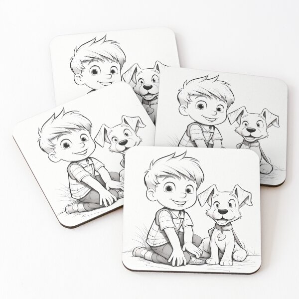 Item preview, Cute Boy And Puppy Cartoon designed and sold by Amr Siam.