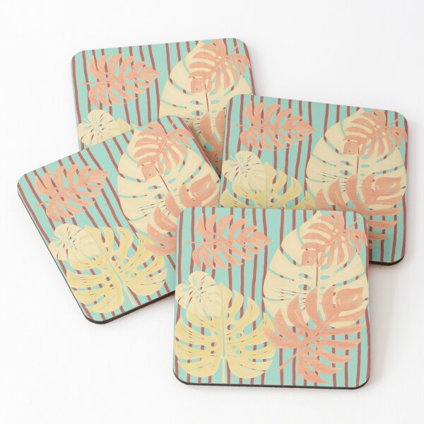 Item preview, Tropical leaves and red stripes 94 designed and sold by StefanStudioArt.