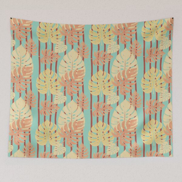 Item preview, Tropical leaves and red stripes 94 designed and sold by StefanStudioArt.