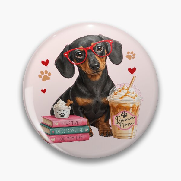 Item preview, Cute Doxie Mom with Coffee and Books | Dachshund Dog Mom designed and sold by Cute & Sassy Custom Gifting Boutiques.