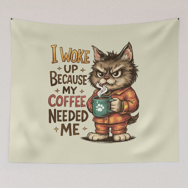 Item preview, I Woke Up Because My Coffee Needed Me Gift For Cats Lover designed and sold by MalwasBasket.