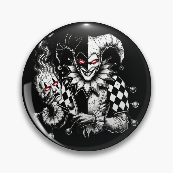 Item preview, Dark Harlequin Jester Mask Gothic Horror Checkerboard Art designed and sold by TheInkRaven.