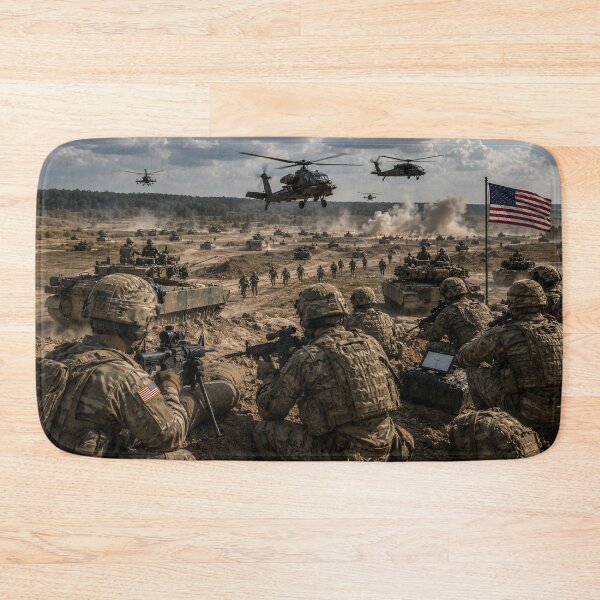 Item preview, US Army Combat Scene Helicopters Tanks Soldiers Battlefield designed and sold by riki2365.