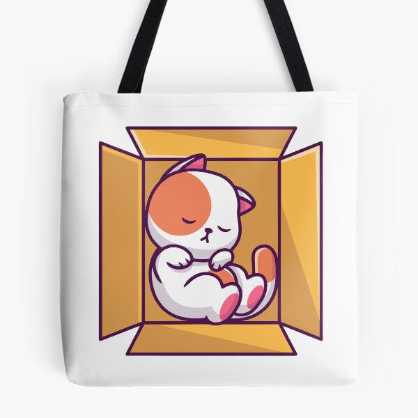Item preview, Cute Calico Cat Sleeping Cozy in Cardboard Box designed and sold by rchabnb.