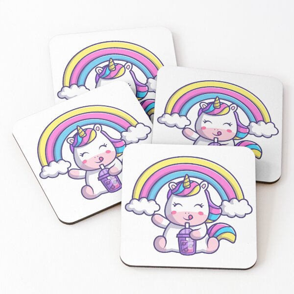 Item preview, Cute Magical Unicorn Drinking Boba Under Rainbow designed and sold by rchabnb.