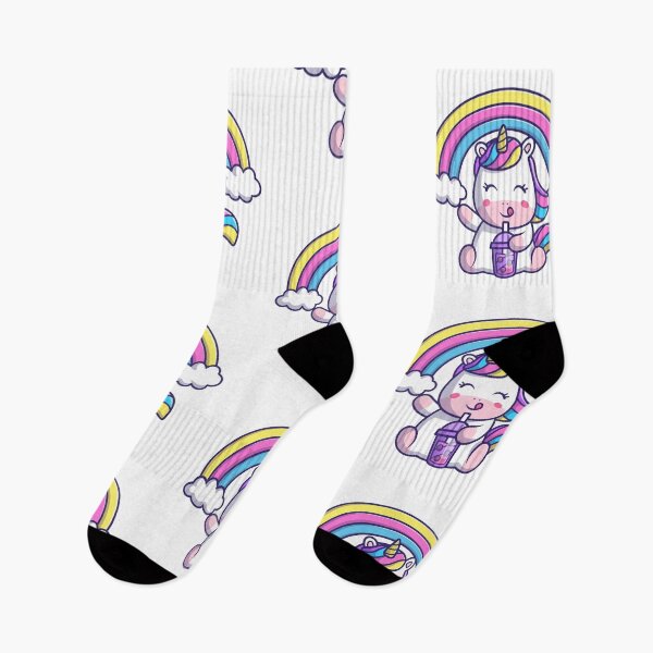 Item preview, Cute Magical Unicorn Drinking Boba Under Rainbow designed and sold by rchabnb.