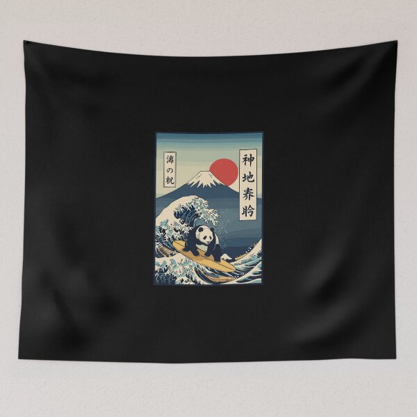 Item preview, Panda-Surfing-Great-Wave-Japanese-Ukiyo-e designed and sold by PopStars1993.
