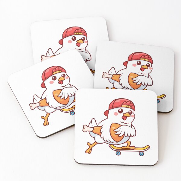 Item preview, Cute Skater Chicken on Skateboard Cartoon designed and sold by rchabnb.