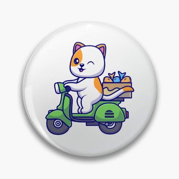 Item preview, Cute Cat Delivering Fresh Fish on Scooter designed and sold by rchabnb.