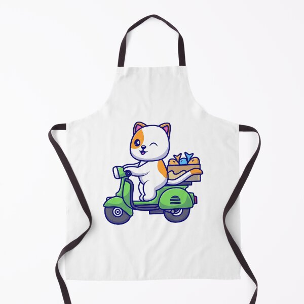 Item preview, Cute Cat Delivering Fresh Fish on Scooter designed and sold by rchabnb.