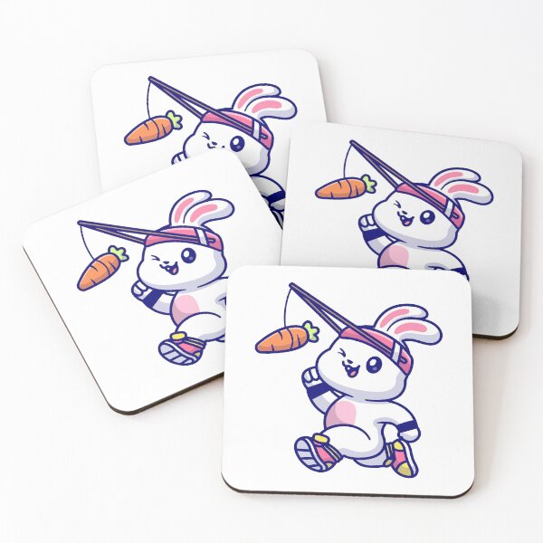 Item preview, Cute Fitness Bunny Chasing Carrot Cartoon designed and sold by rchabnb.