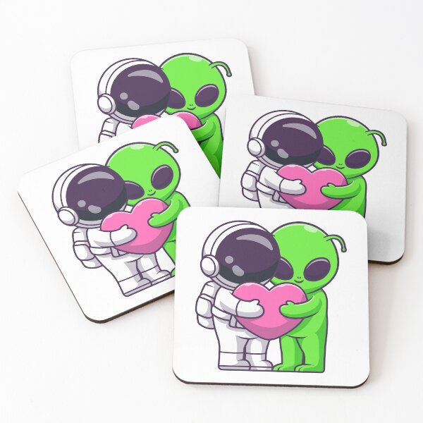 Item preview, Cute Astronaut and Alien Sharing Love Heart designed and sold by rchabnb.