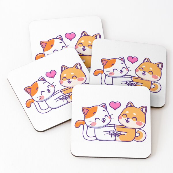 Item preview, Cute Cat and Dog Best Friends Holding Hands designed and sold by rchabnb.