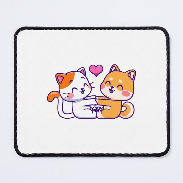 Item preview, Cute Cat and Dog Best Friends Holding Hands designed and sold by rchabnb.
