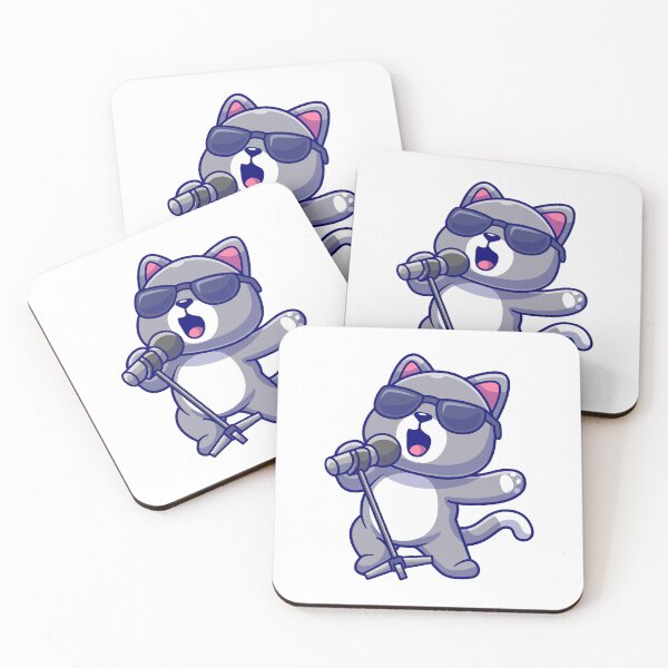 Item preview, Cool Rockstar Cat Singing with Microphone designed and sold by rchabnb.