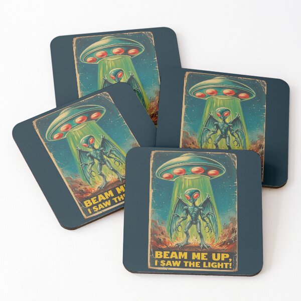 Item preview, Vintage Winged Alien UFO Abduction designed and sold by Cosmic Cactus.